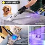 Rechargeable black light flashlight USB charging port and battery indicator lights.