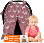 Dear Baby Car Seat Canopy 40"x30" Soft Lightweight Fabric- Antler & Flower | Easy to Wash with Cute Patterns & Vibrant Colors - Crafted For Little Ones, Ideal for Milk Time, Summer Days & Cooler Weather - Image 10