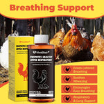 BiKontrun chicken supplement dropper bottle showing respiratory support details