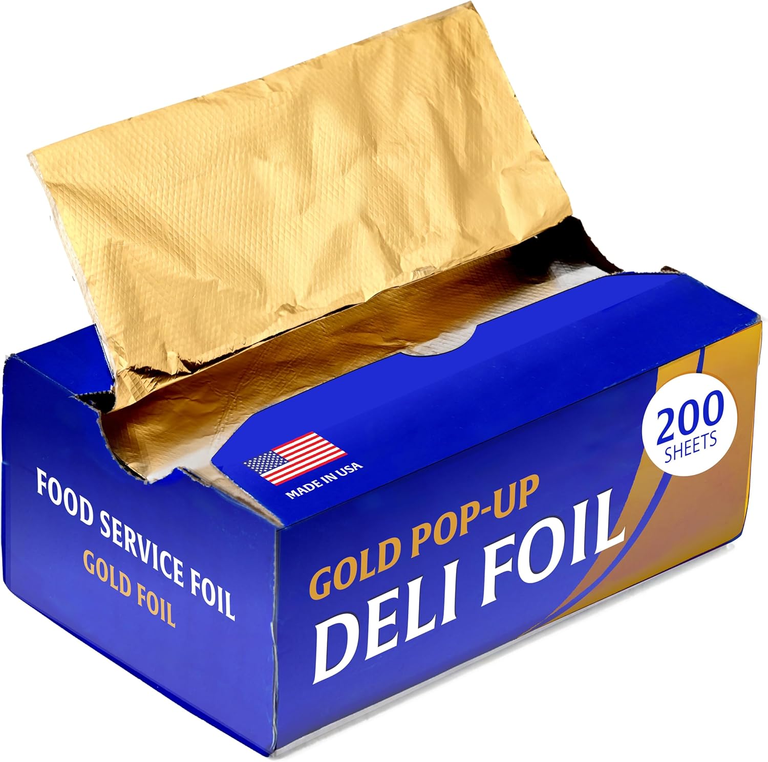 Stock Your Home Pre-Cut Gold Aluminum Foil Wraps front view pop-up dispenser box