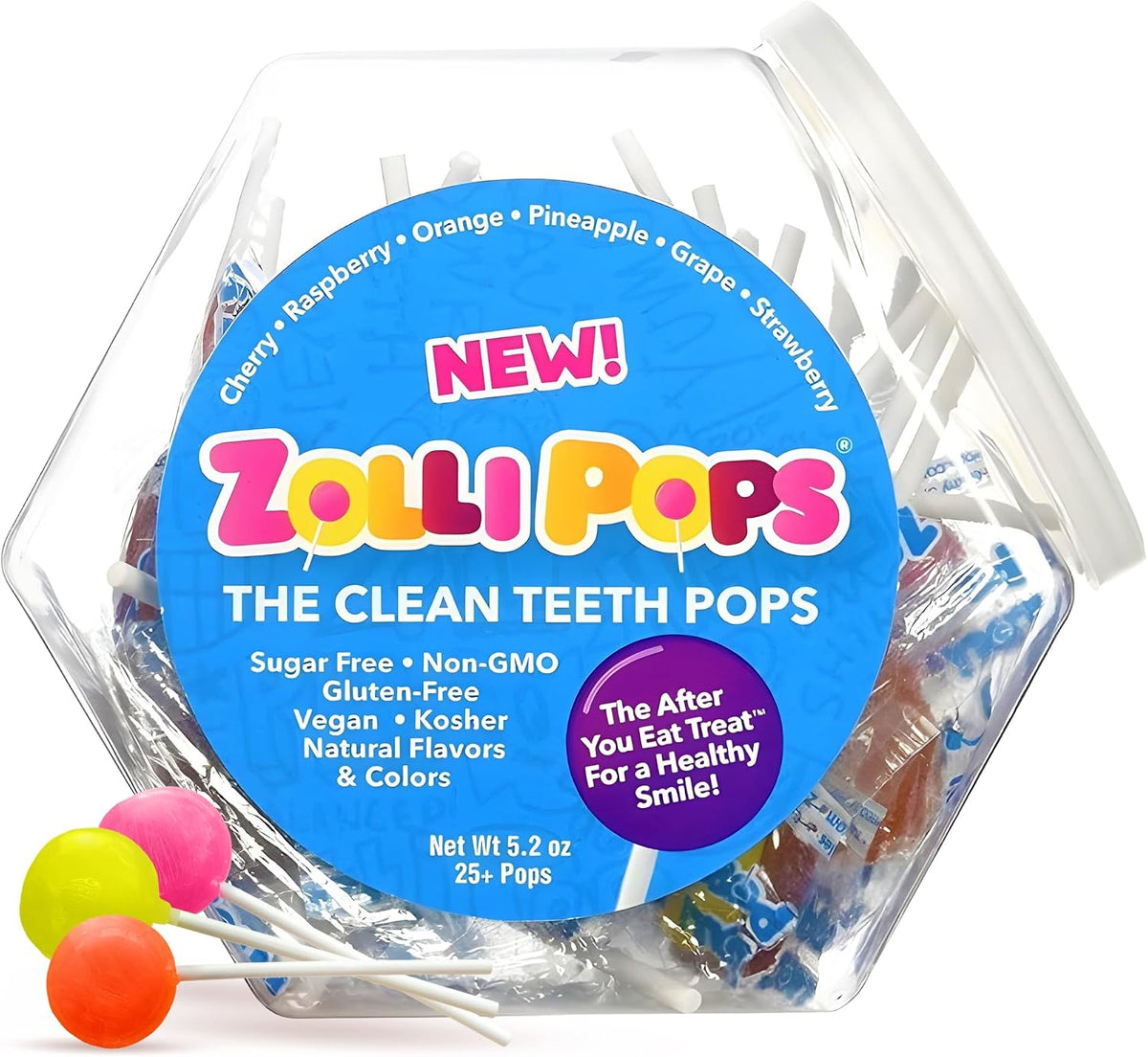 Zollipops Clean Teeth Lollipops, Anti Cavity with Xylitol, Sugar Free Candy for a Healthy Smile Great for Kids, Diabetics and Keto Diet, Natural Fruit Variety, 5.2oz - Image 13