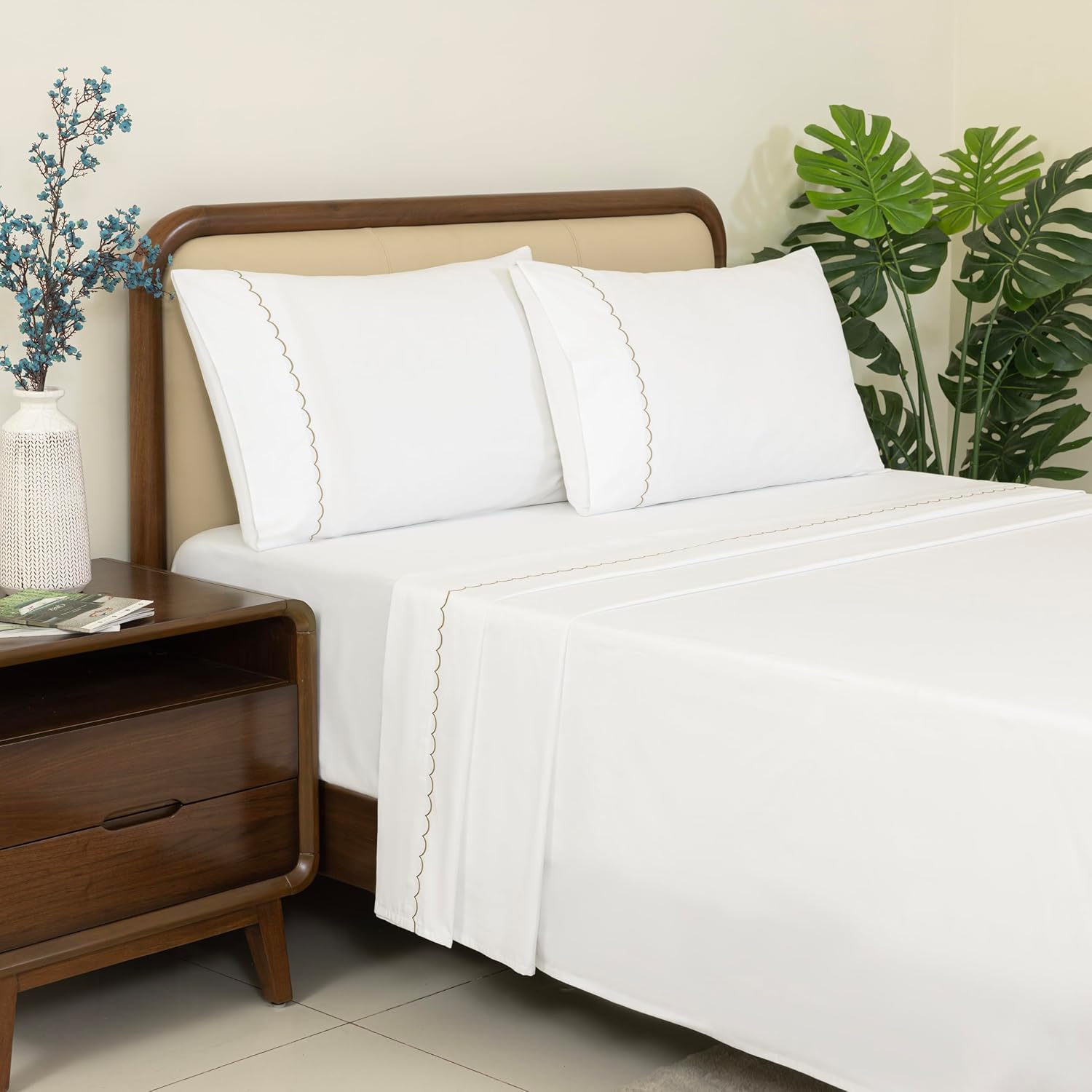 Dreamology 100 percent cotton king sheets front view showcasing rich brown color and neat packaging