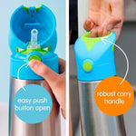 B.box 12 fluid ounces bottle with carry handle