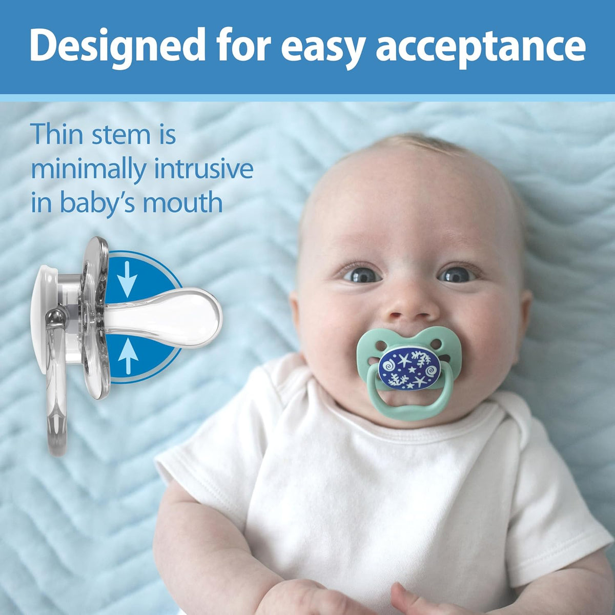 Dr. Brown's Advantage Pacifier, Blue Ocean, 0-6m, 2-Pack - Image 5