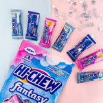 HI-CHEW Fantasy Mix chewy candy pieces showing double layer structure