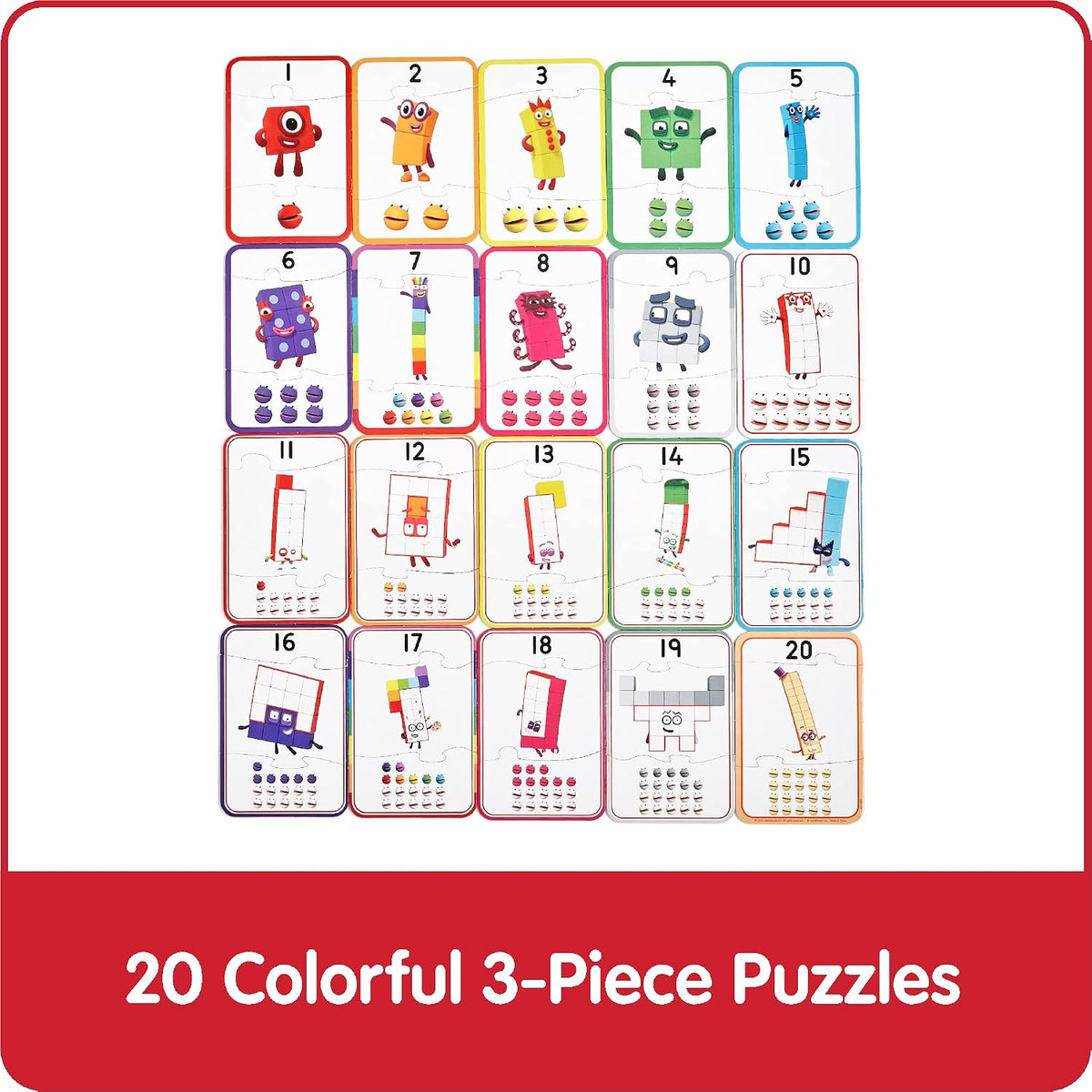 hand2mind Numberblocks Counting Puzzle Set colorful self correcting puzzles