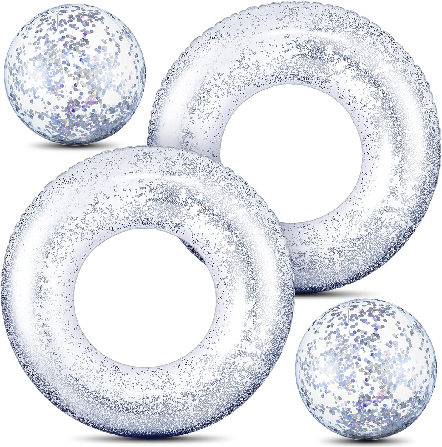 Hungdao 4 piece glitter inflatable pool float set front view