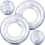 Hungdao 4 piece glitter inflatable pool float set front view