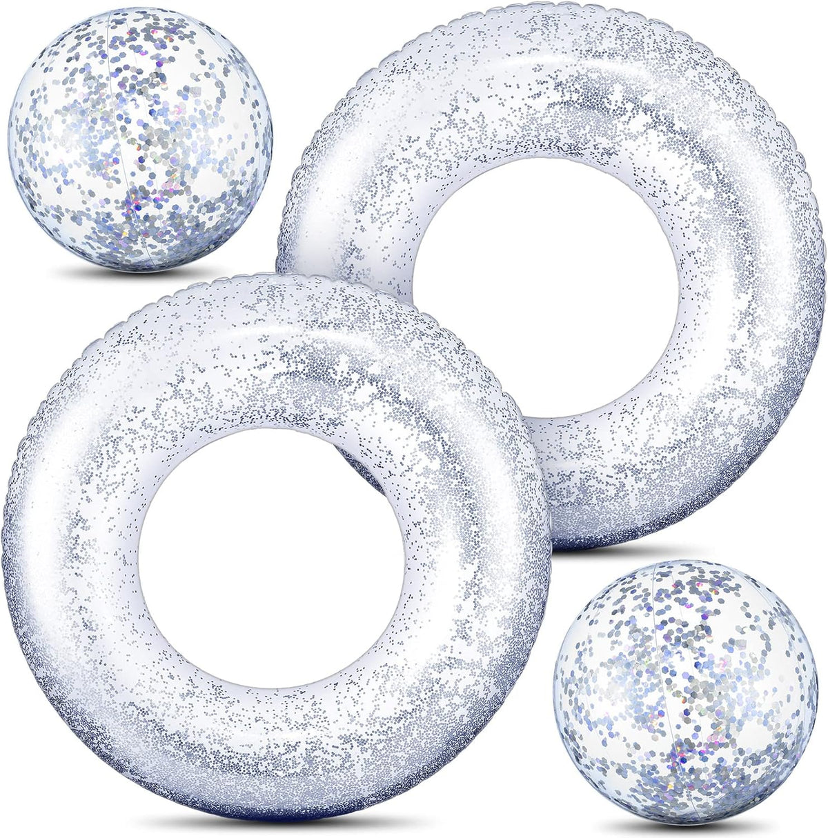 Hungdao 4 piece glitter inflatable pool float set front view