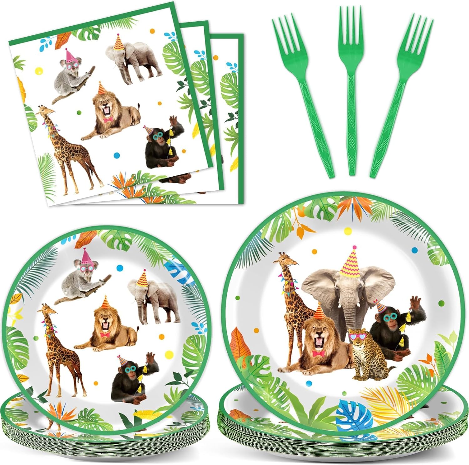 Zoiiwa Jungle Safari Party Tableware Set front view