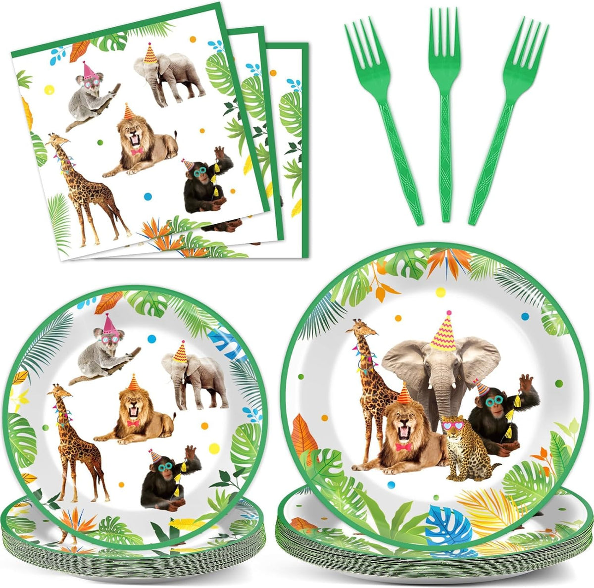 Zoiiwa Jungle Safari Party Tableware Set front view