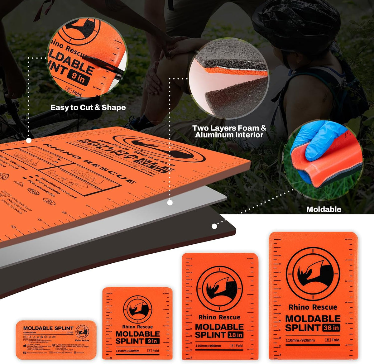 Tactical emergency kit pack containing first aid splint