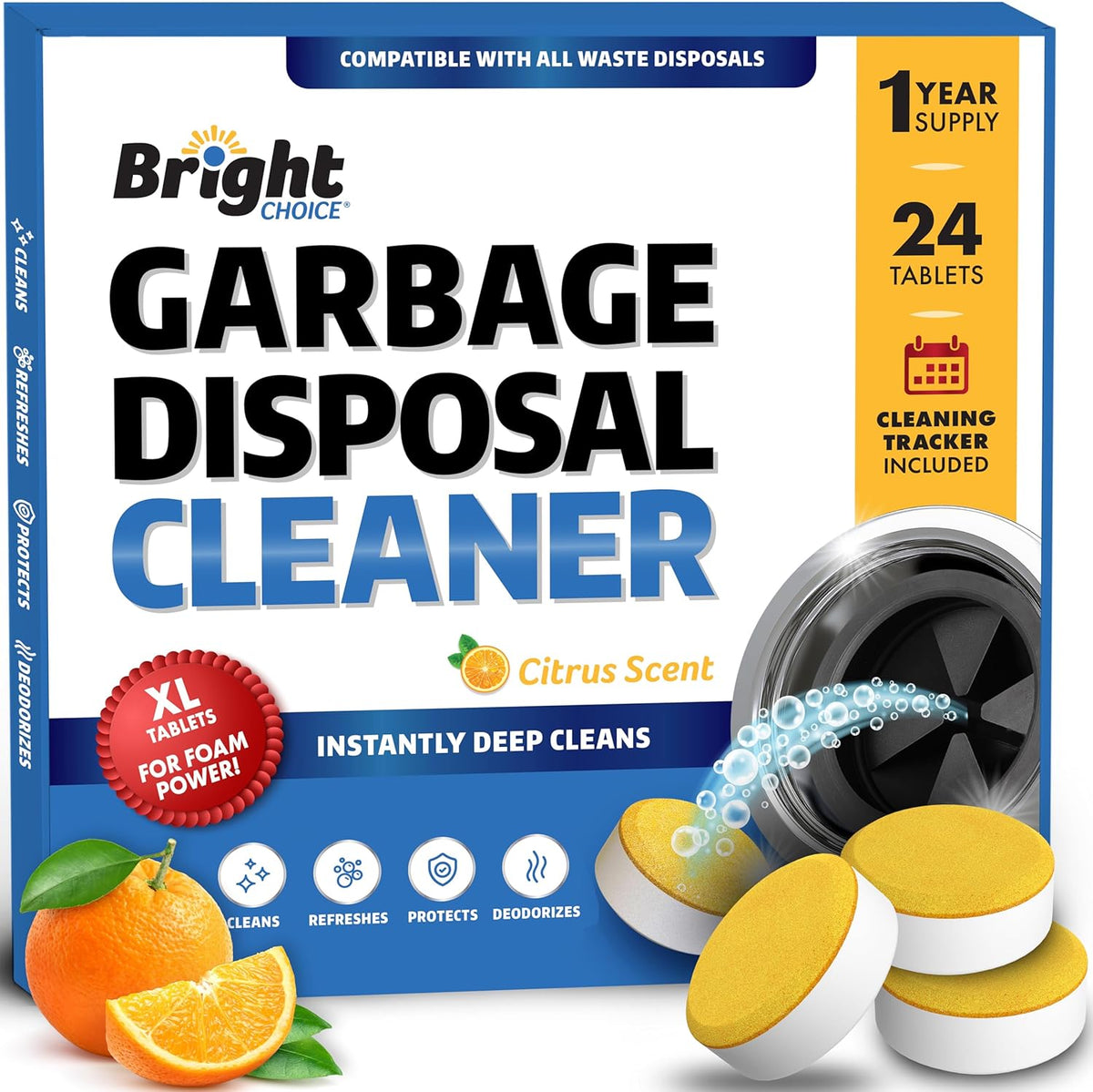 Bright Choice garbage disposal cleaner tablets packaging front view