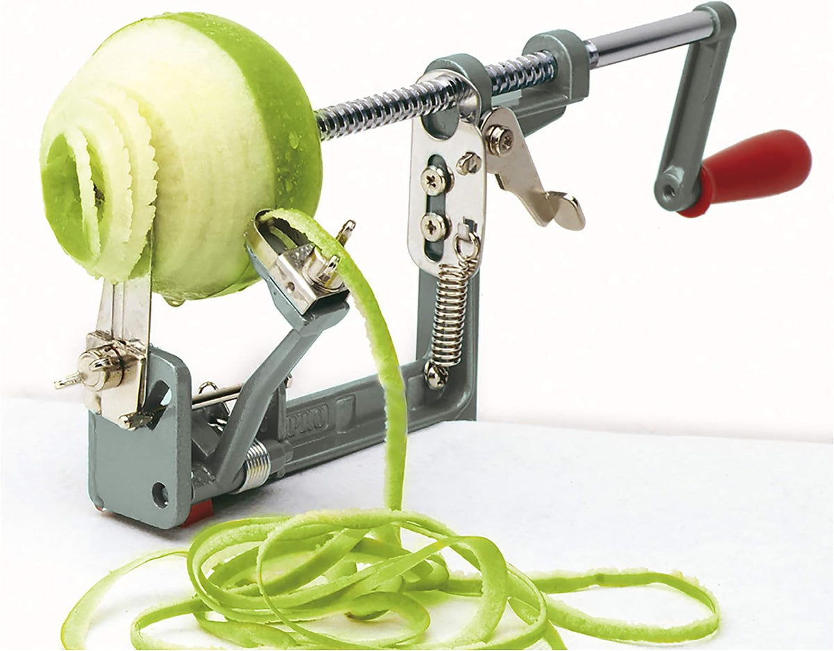 Norpro Apple Mate 3 stainless steel peeling blade close up