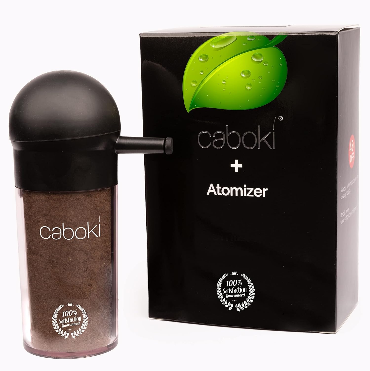 Caboki Hair Building Fiber Dark Brown front packaging with green leaf logo