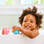 Munchkin farm animal bath squirters set featuring cow pig chicken duck