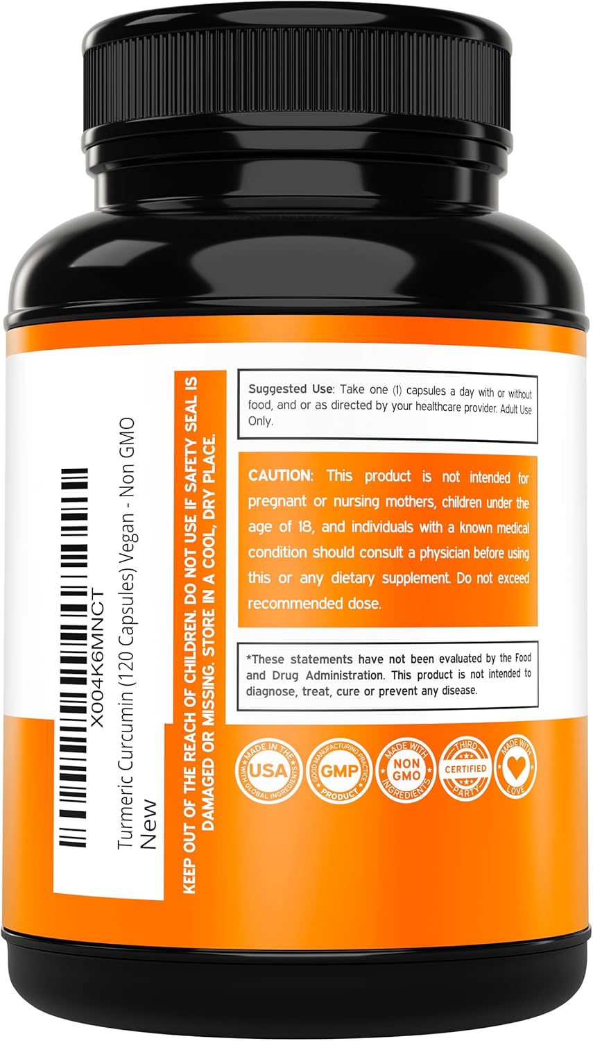 Close up of Dorado Nutrition turmeric capsules