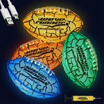 Wave Runner Glow in the Dark LED Football front view illuminated during nighttime play