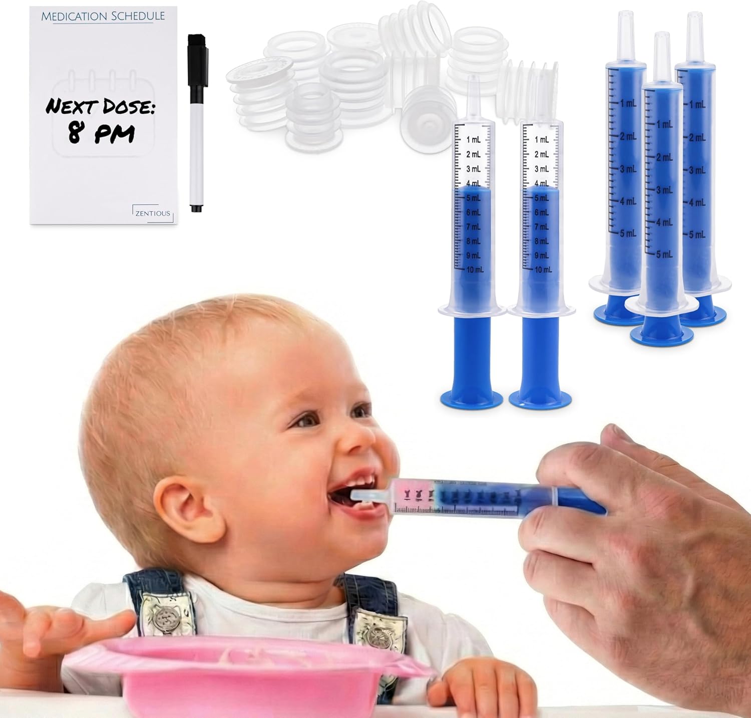 Zentious liquid medicine dispenser system kit front view