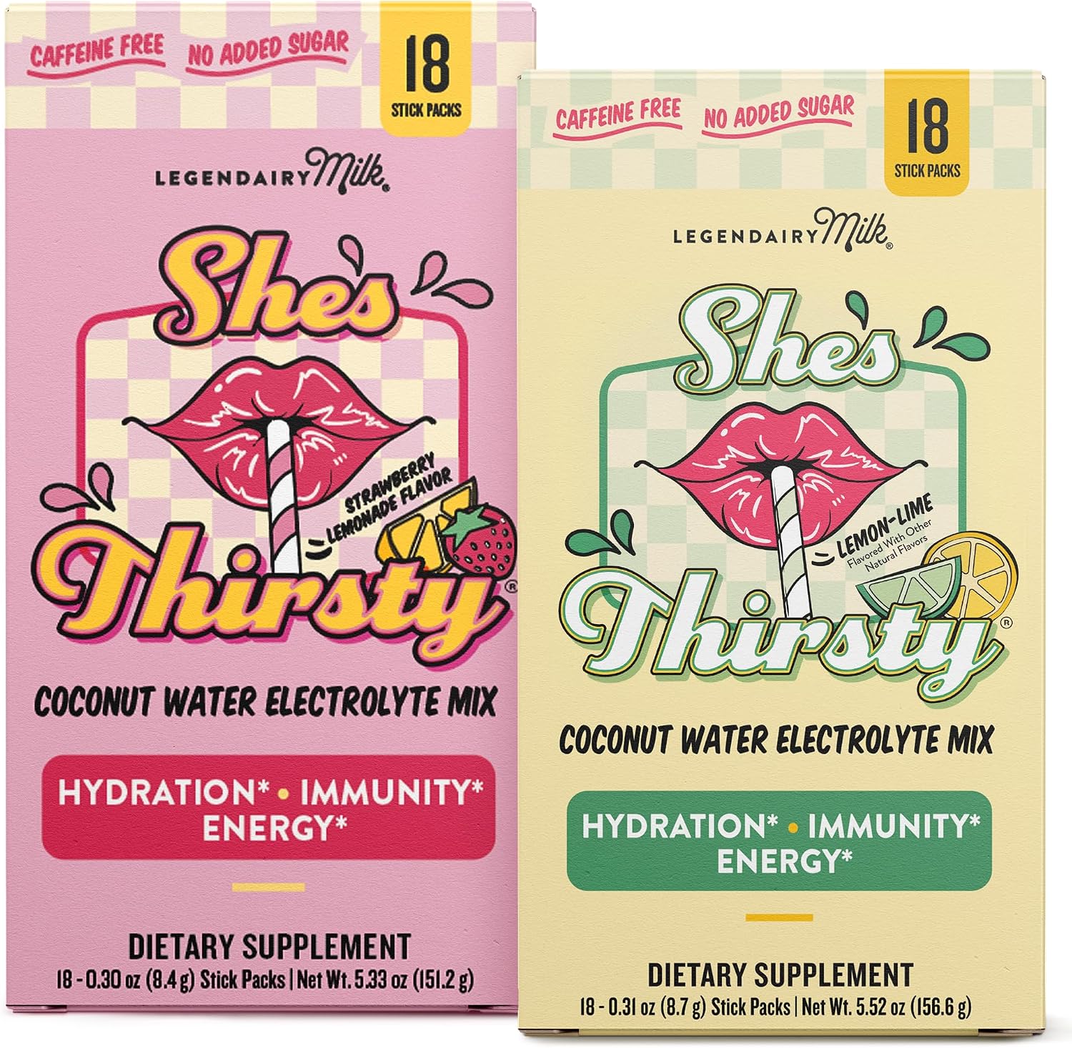 Legendairy Milk Shes Thirsty electrolyte hydration packets front view packaging