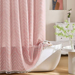 Siiluminisoy Extra Long Grey Boho Shower Curtain with Tassel, Woven Fabric 96 in Shower Curtain, Tufted Chevron Striped, 72 x 96, Modern Chic Textured Minimalist Bathroom Shower - Image 10