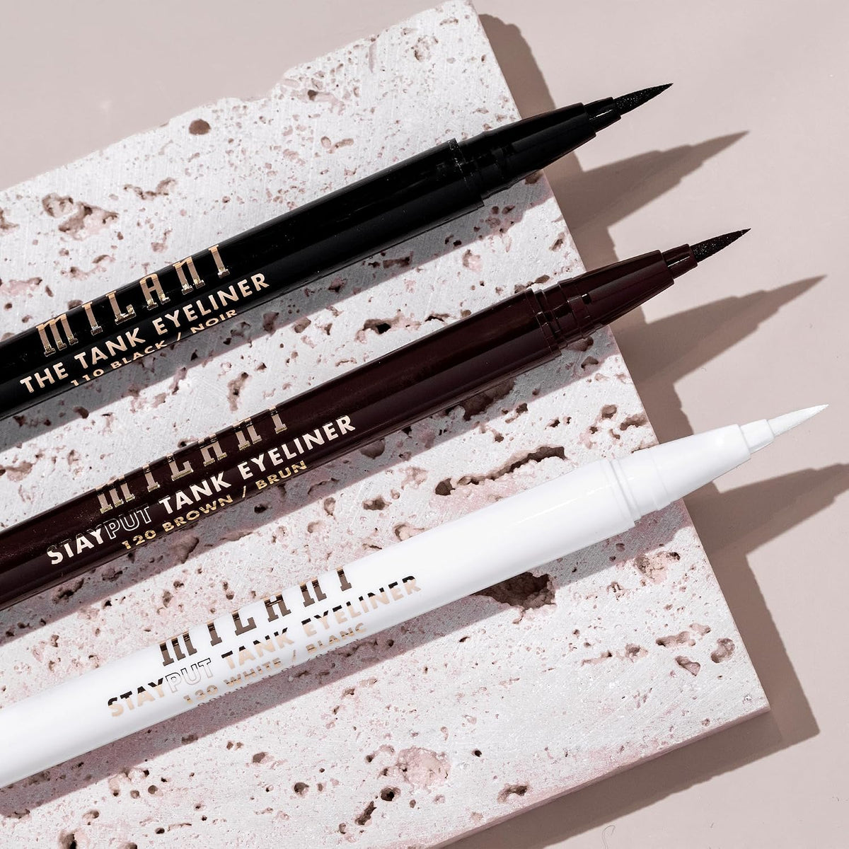 Airtight storage tank mechanism of Milani brown felt tip eyeliner