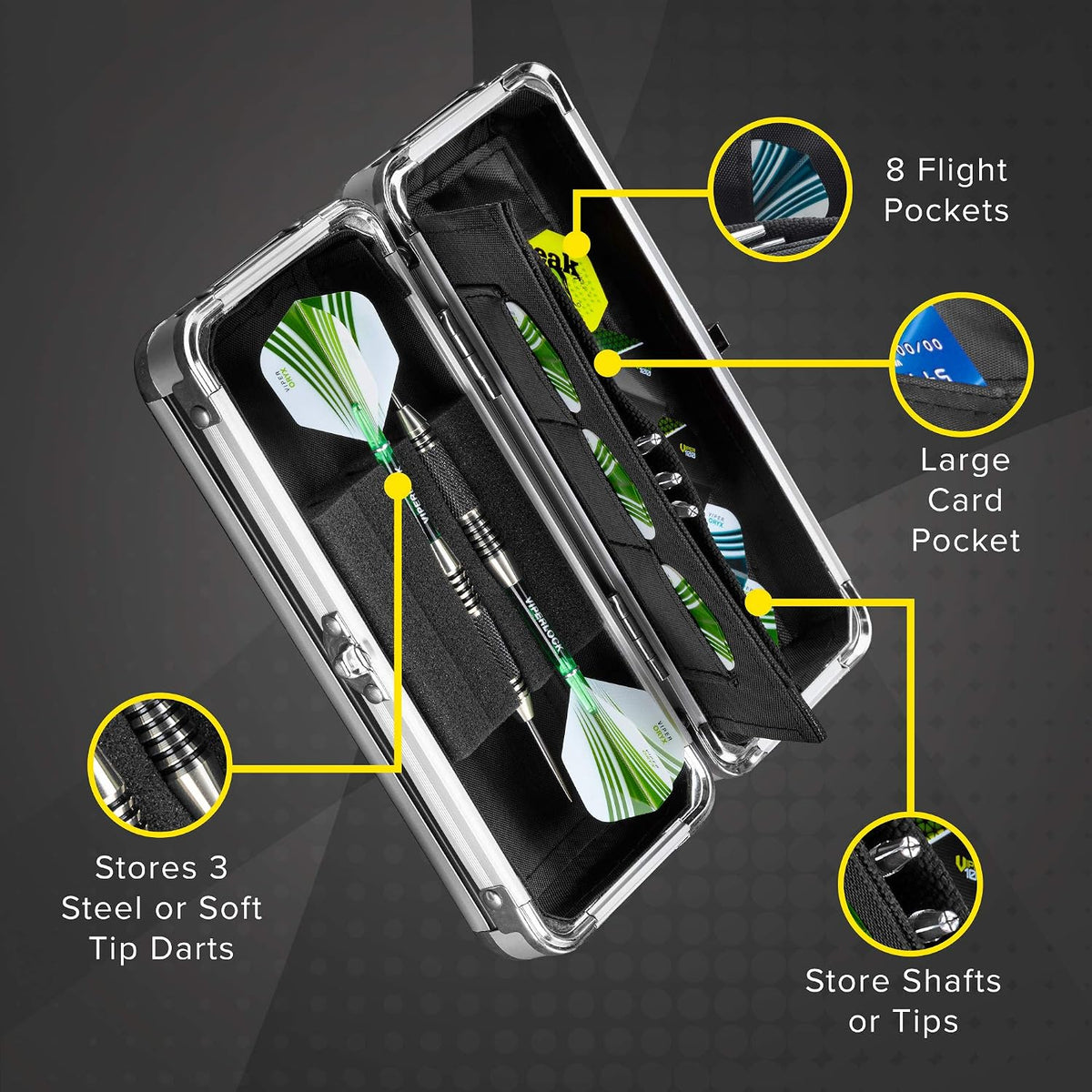 Casemaster Sole dart case open showing foam insert