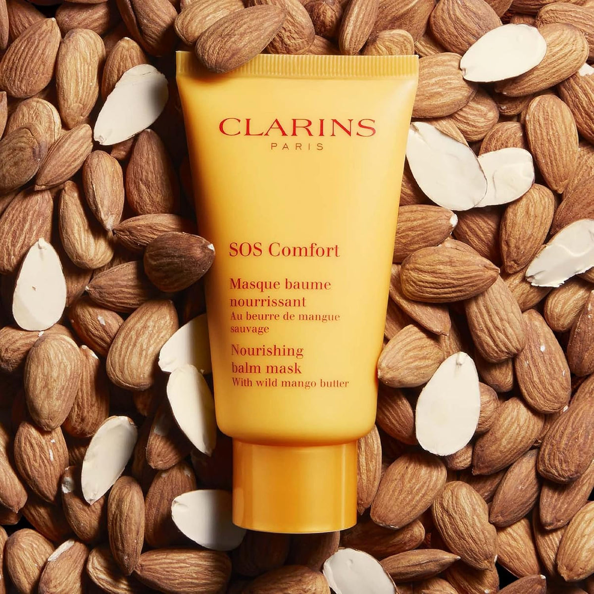 Clarins SOS Comfort Nourishing Balm Mask product applied on skin