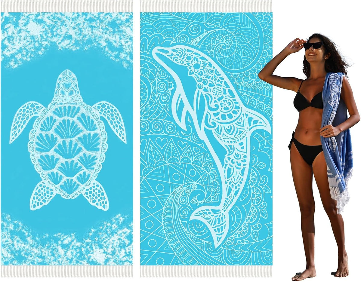 Widdonen Turkish beach towel front view showcasing extra large size