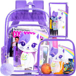 UFNDC 3PCS Clear Backpack for Girls and Boys, Unicorn Cat Transparent Bookbag, See Through School Bag for Kids Elementary - Image 14