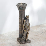 Veronese resin Bastet statue side angle showing pillar detail