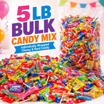 Close up of individually wrapped hard and chewy candy pieces from the variety mix