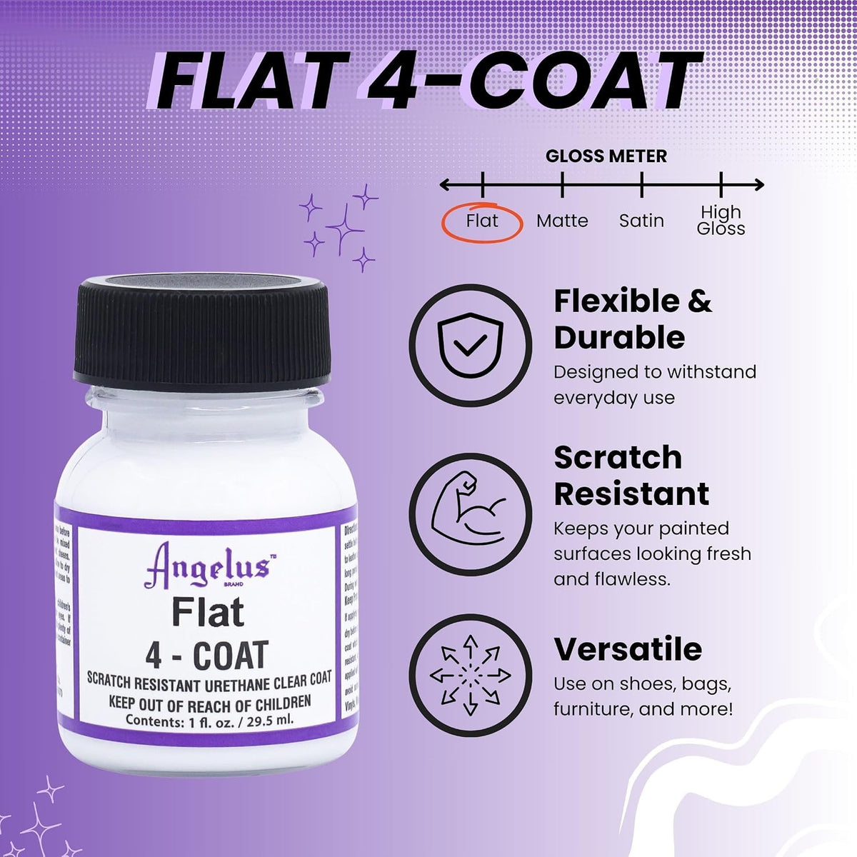 Angelus scratch resistant leather top coat label detail