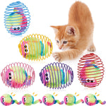 Jecery 25 Pcs Cat Spring Balls Toys Stretchable Rolling Balls Colorful Playful Coils Interactive Action Toy Caged Rats for Kitten Pet Supplies (Mouse and Bell,Colorful) - Image 14
