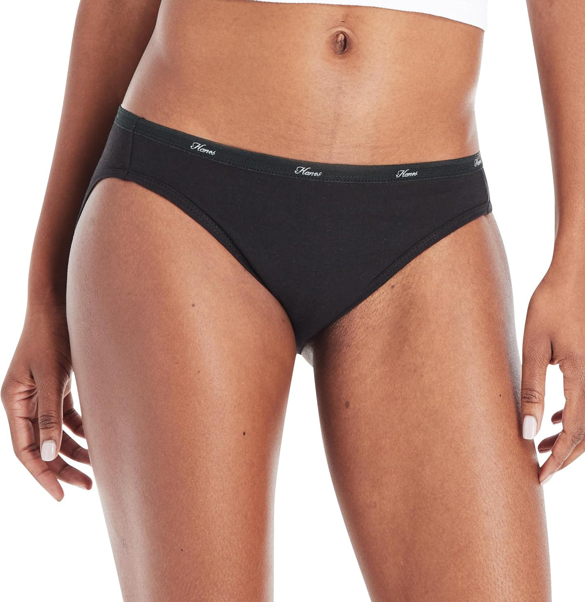 Hanes cotton hi-cut briefs folded multipack display