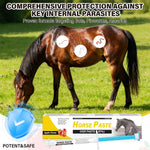 Back of Qouinuey horse paste packaging showing dosage instructions