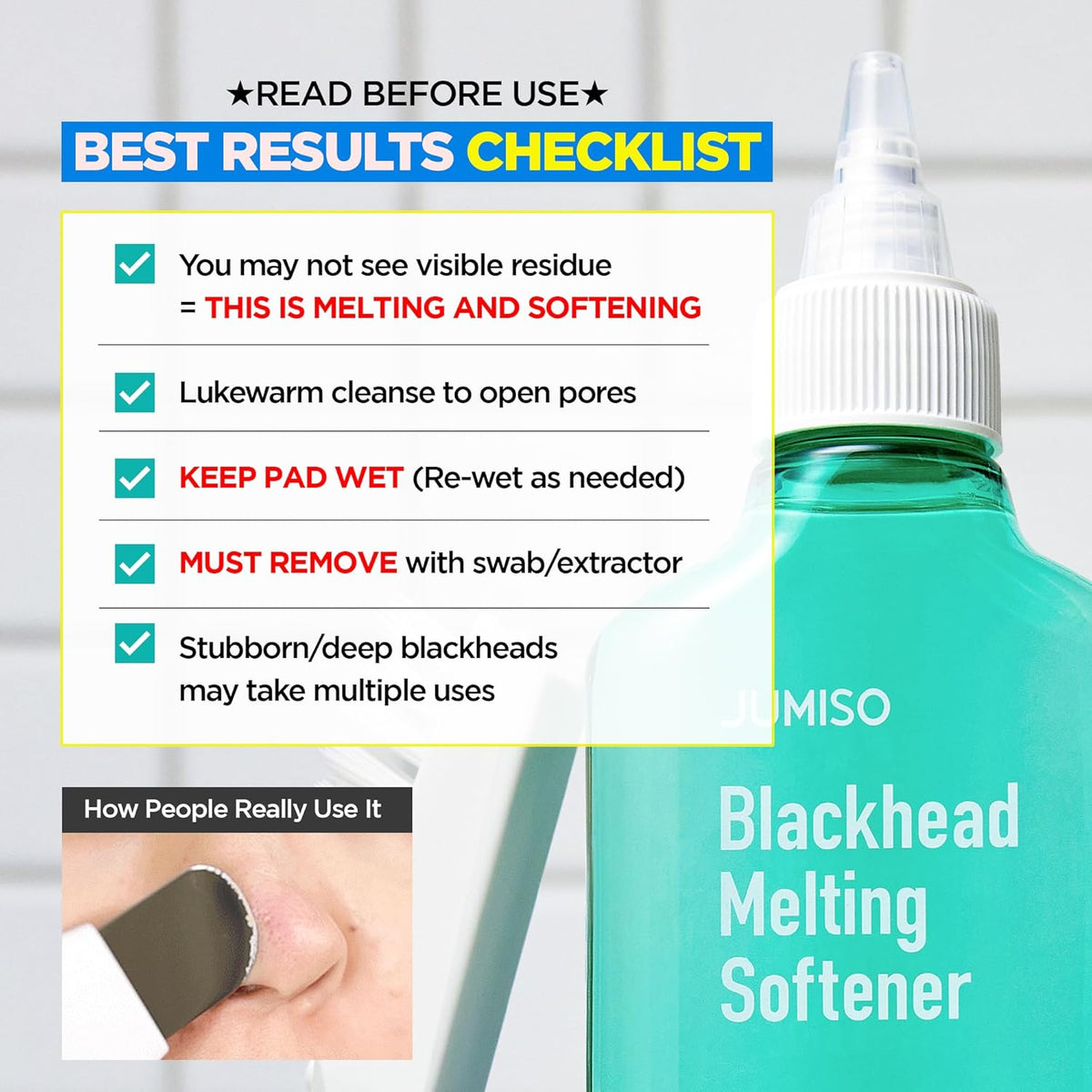 Jumiso blackhead removal kit with cotton pads and extraction swabs