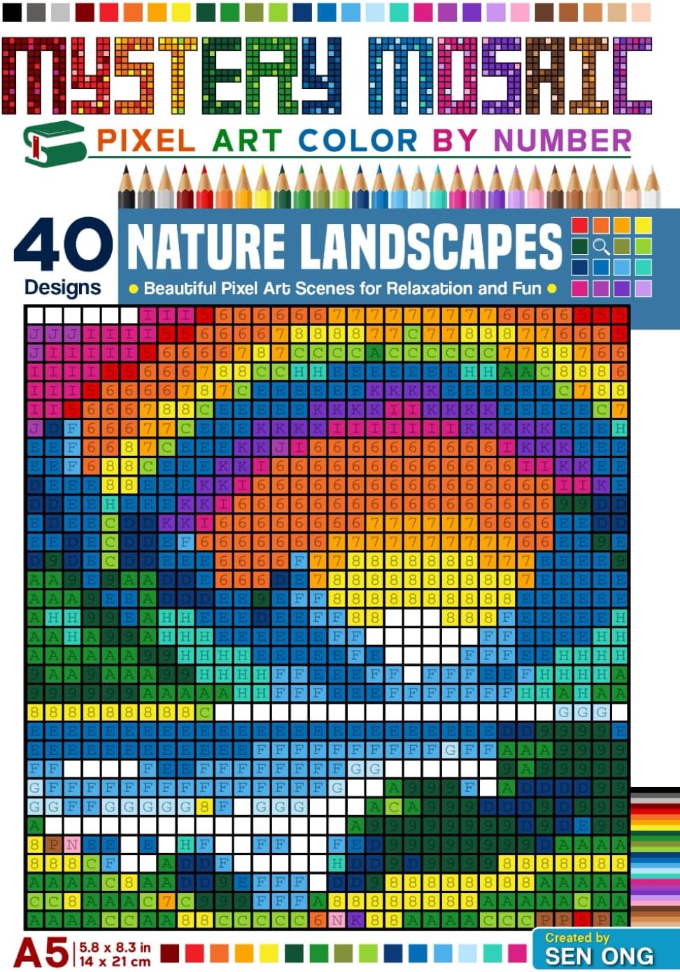 Nature Landscapes Mystery Mosaic Color By Number: Beautiful Pixel Art Scenes of Waterfalls, Sunsets, Mountains, and More for Relaxation and Fun (Pocket Mosaic Color By Number) - Image 1