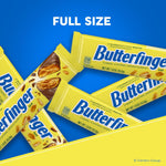 American Butterfinger crispy peanut butter snack bar nutritional facts on yellow wrapper