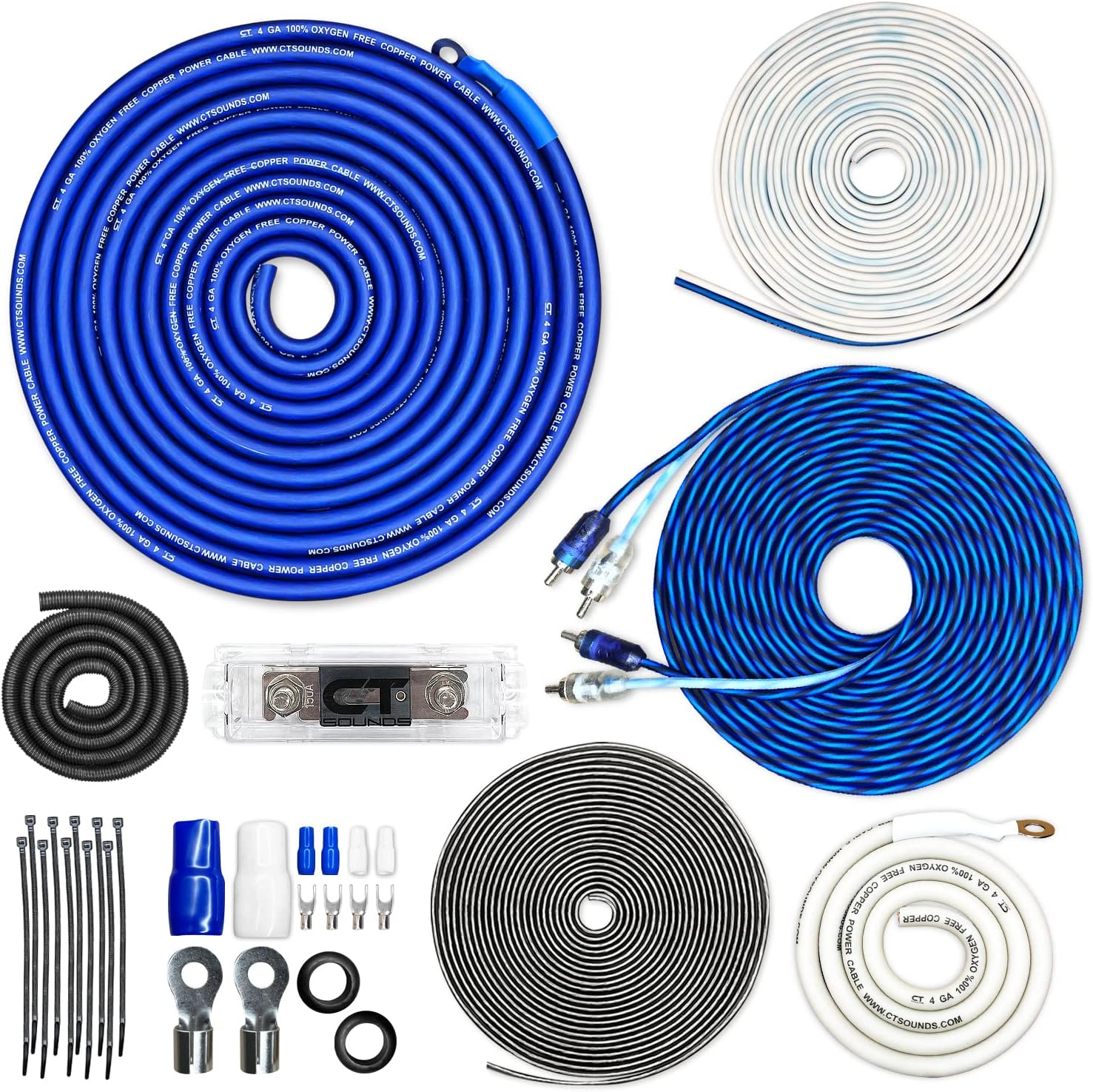 CT Sounds 4 Gauge OFC Complete Amplifier Wiring Install Kit front view packaging