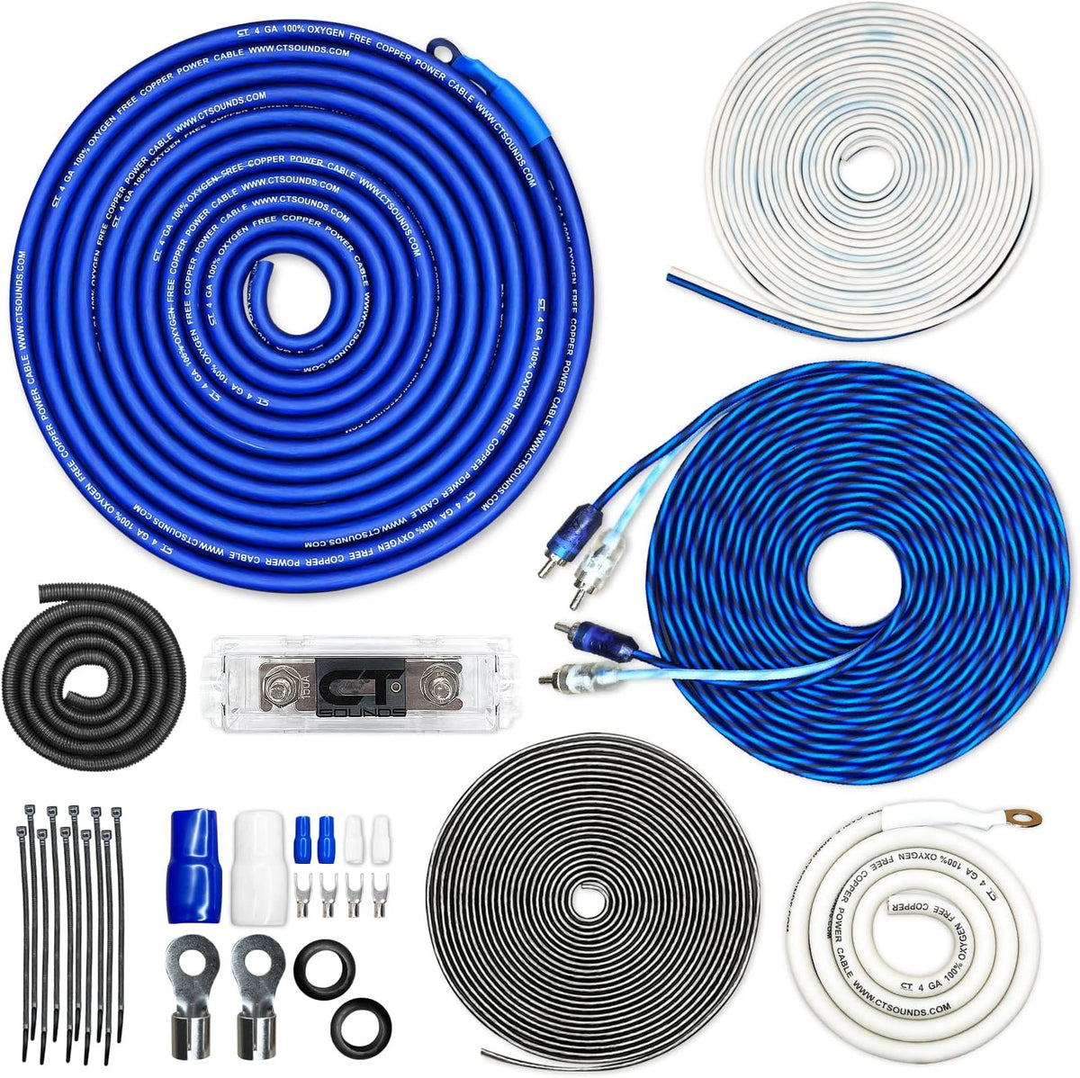 CT Sounds 4 Gauge OFC Complete Amplifier Wiring Install Kit front view packaging