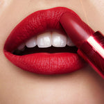 Charlotte Tilbury long lasting matte lipstick tube closed with signature brand luxury packaging.