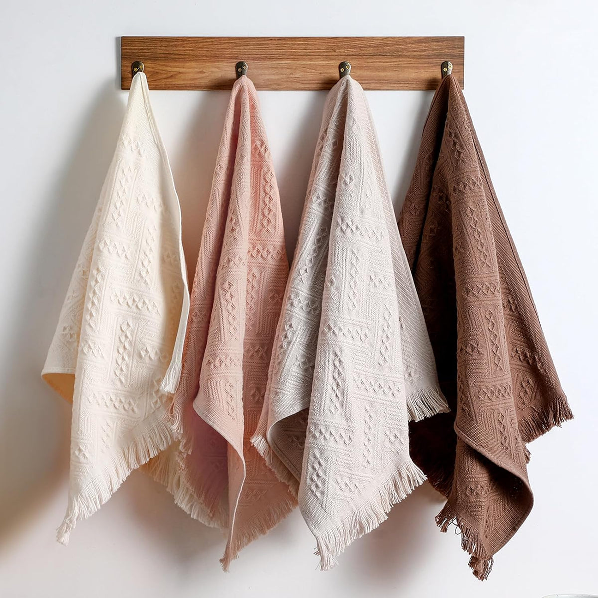HunnmingRe 4 Pack Boho Turkish Cotton Hand Towels front view