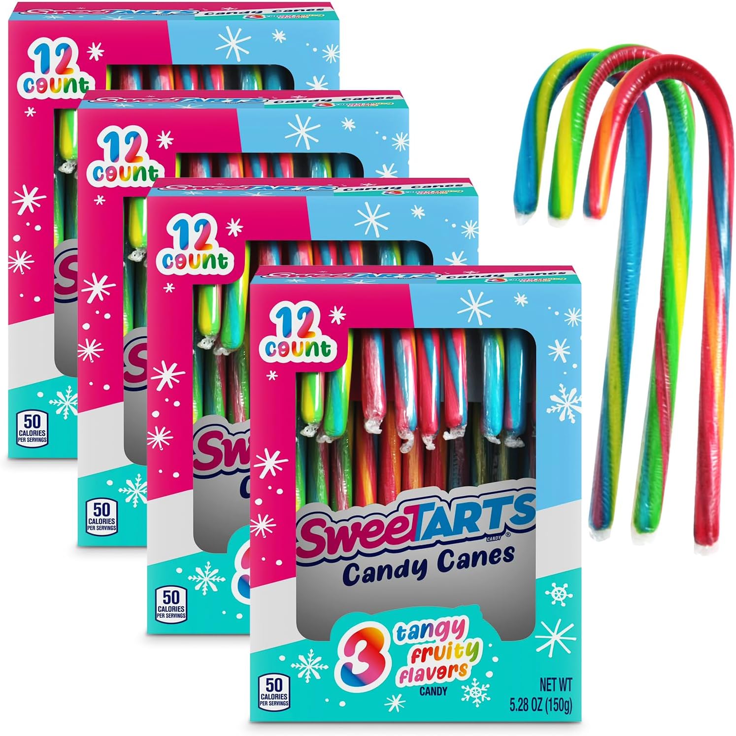 SweeTARTS Christmas candy canes bulk four pack front view festive holiday packaging