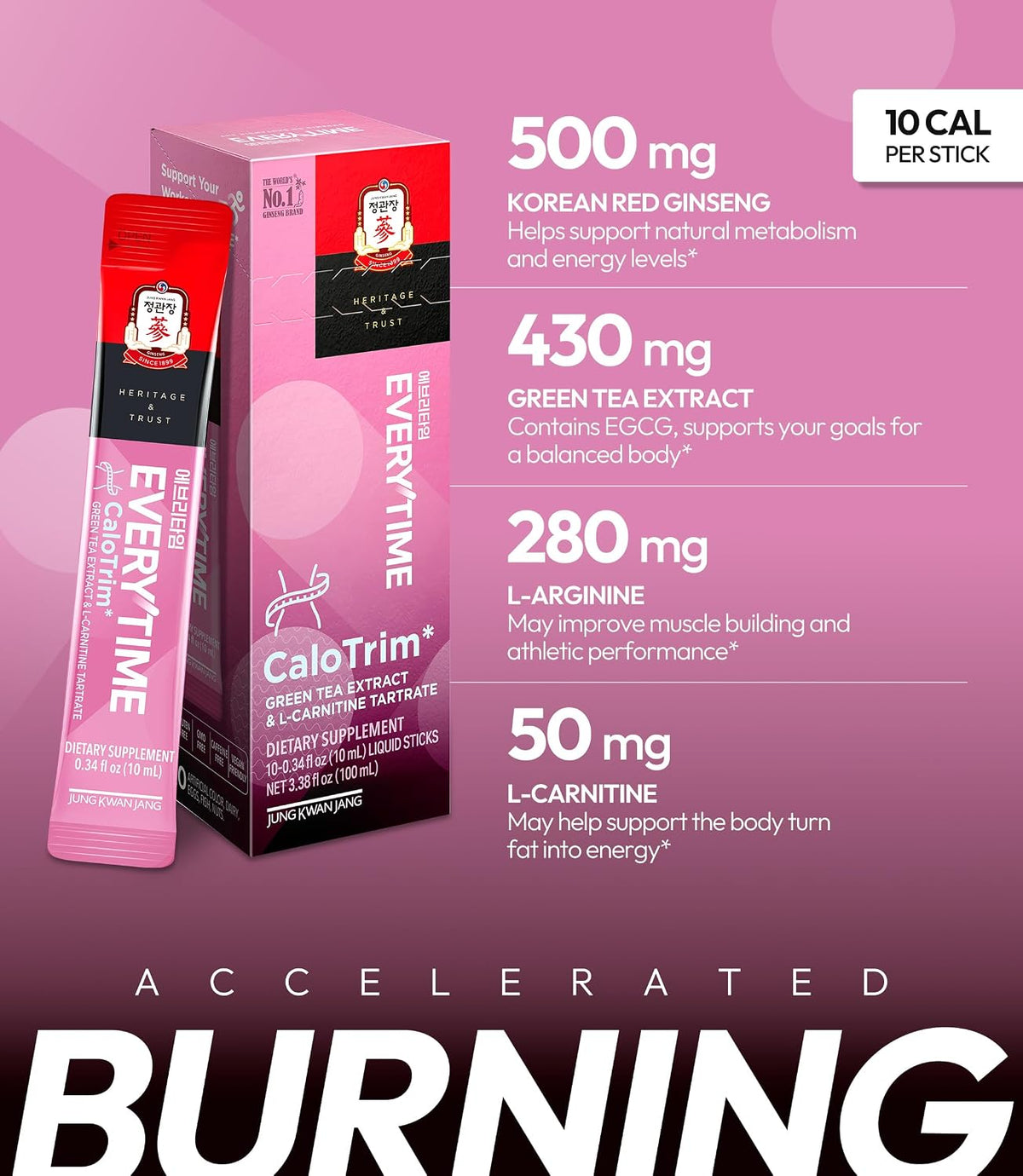 Korean Red Ginseng with L-Carnitine and Green Tea extract sticks