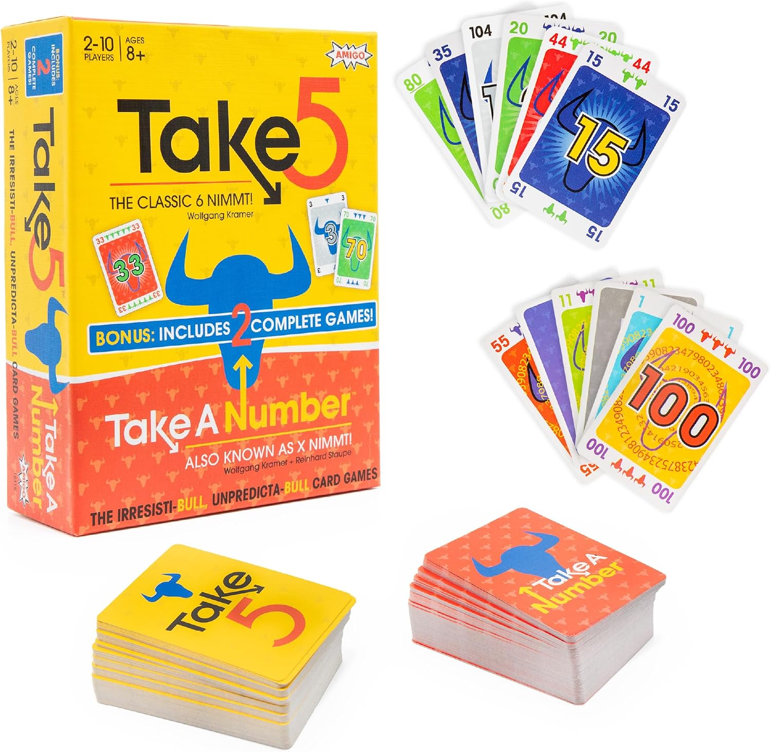AMIGO Take 5 and Take a Number card game front view packaging