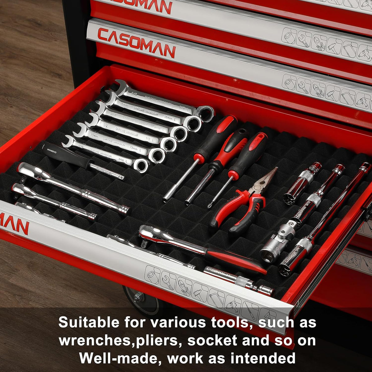 Close-up view of the dual grip texture on Casoman tool liner