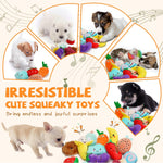 QTwoof natural non toxic puppy chew toys spread out to display the diverse shapes and vibrant colors.