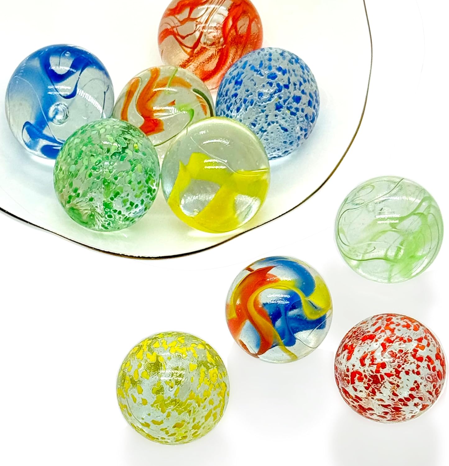Ferberbears large glass marbles front view in storage container
