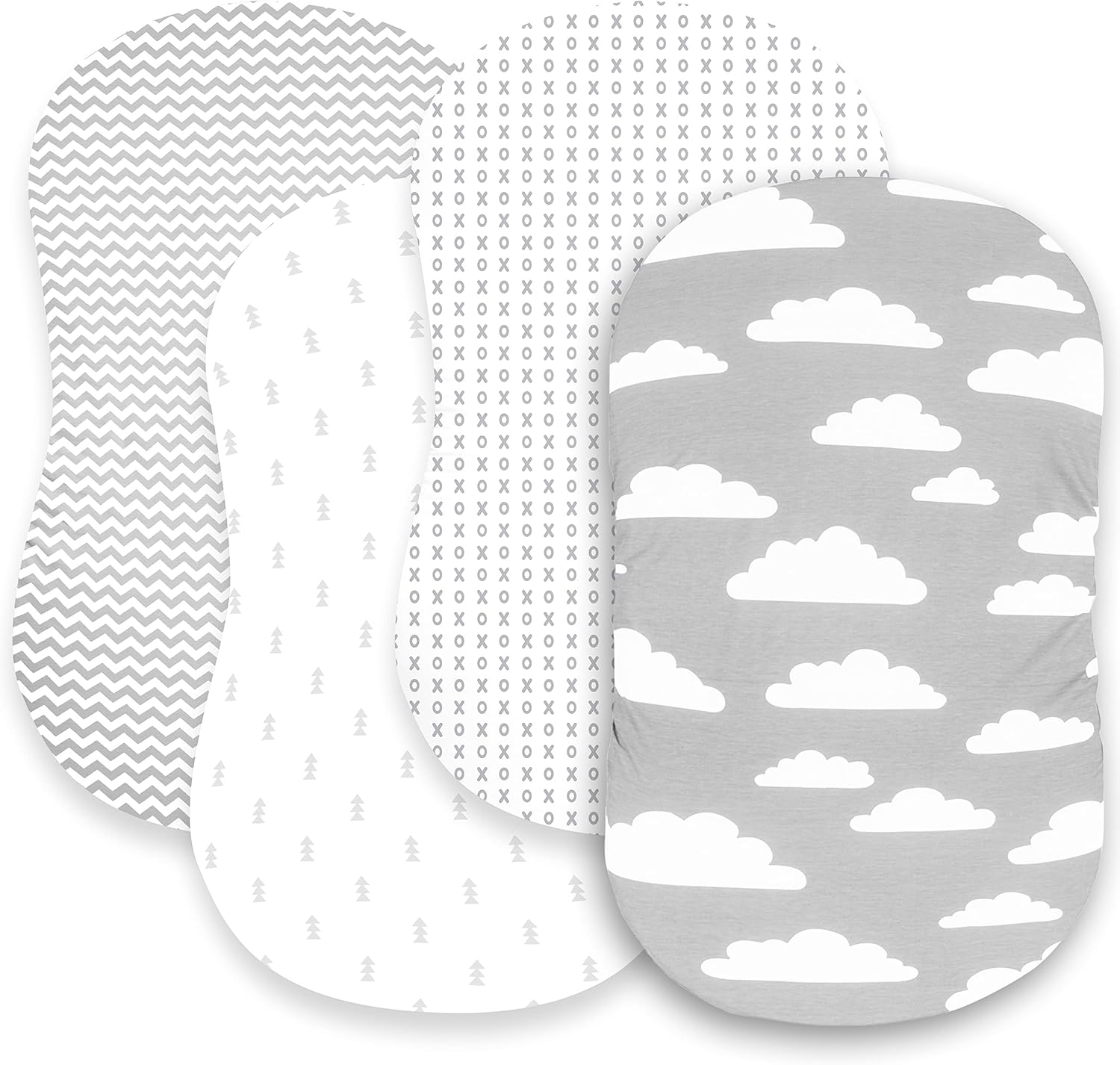 BaeBae Goods premium bassinet fitted sheet set in grey and white